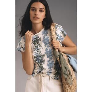 Clare V. Blue Floral Short Sleeve Tee